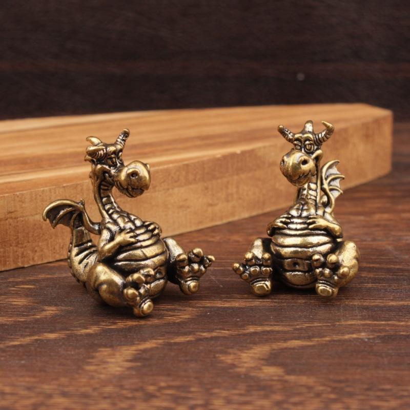Vintage Cartoon Collectible - Adorables figurines de dragons en laiton,