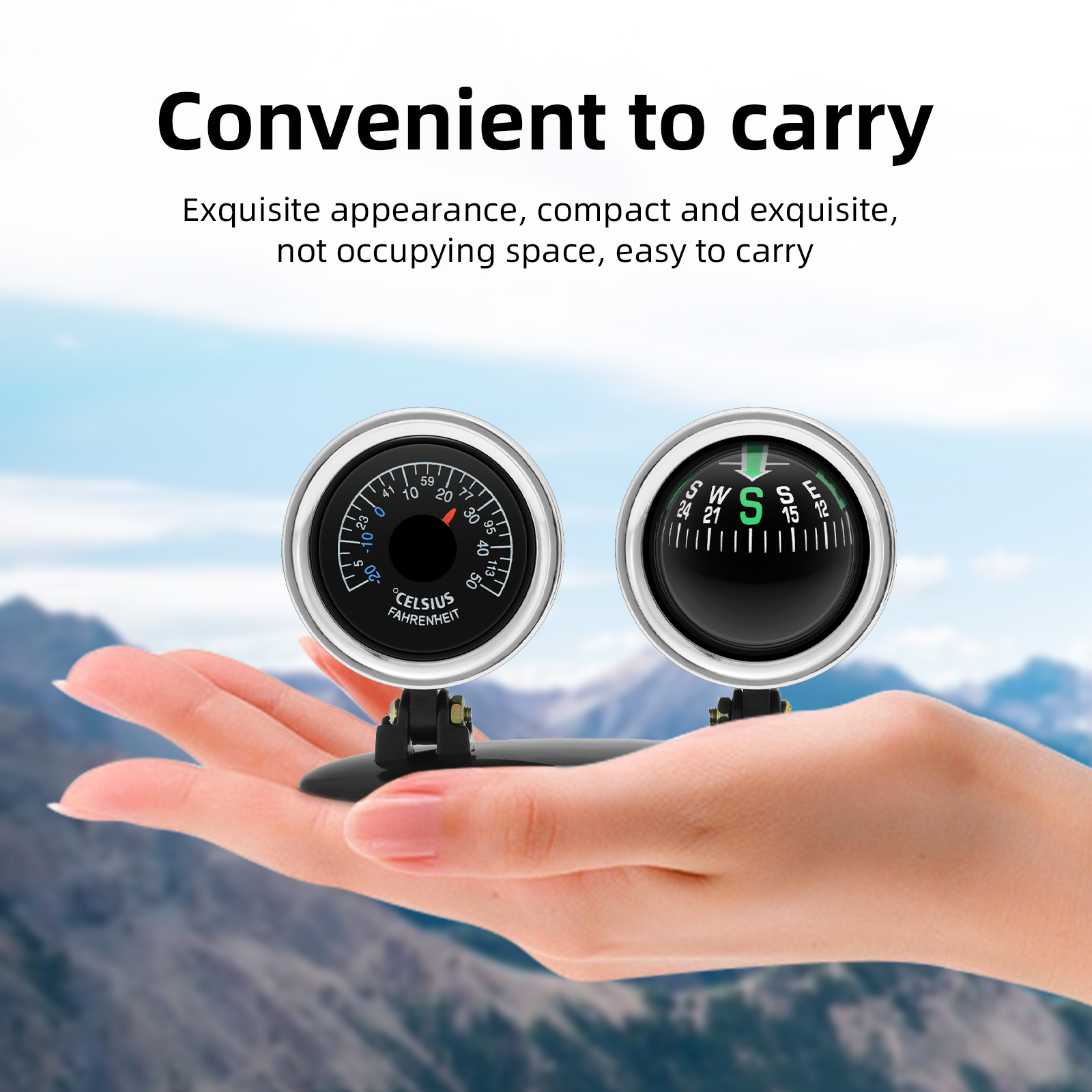 Analog Meter Gauge - Ornements de voiture, boussole, thermomètre, jauge